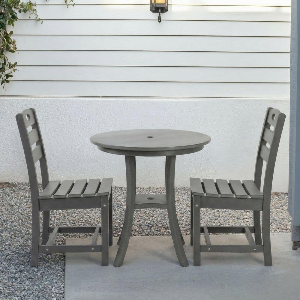 Diness Charcoal Gray 3-Piece Casual All-Weather HDPE Outdoor Bistro Dining Set with 2 Armless Chairs and Round Table price history on PriceWatchPro