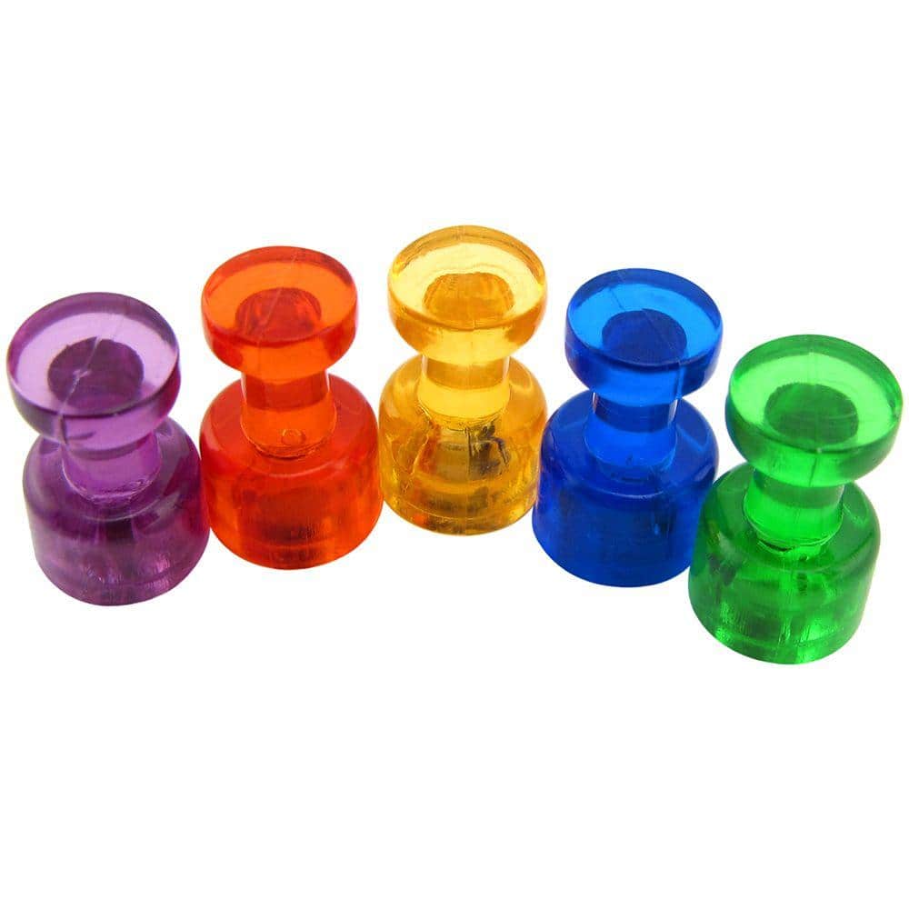 Pack of 10 Assorted Translucent Colors Push Pin Magnets