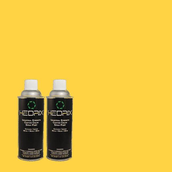 Hedrix 11 oz. Match of 360B-6 Flame Yellow Semi-Gloss Custom Spray Paint (2-Pack)