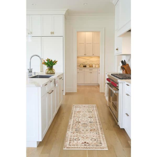 Pardis Ivory Rust 2 ft. x 6 ft. Floral Traditional Runner Area Rug