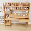 B BALANBO Beige Kids Study Desk with Hutch, Wooden Children's Computer Writing Desk, Kids Desk with Bookshelf and Drawers HJ888