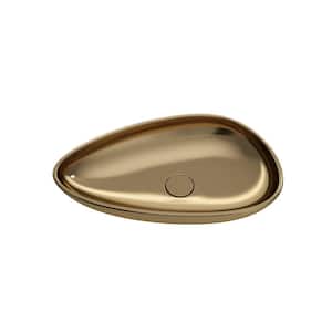 Etna 23.25 in. Matte Gold Fireclay Oval Vessel Sink with Matching Drain Cover