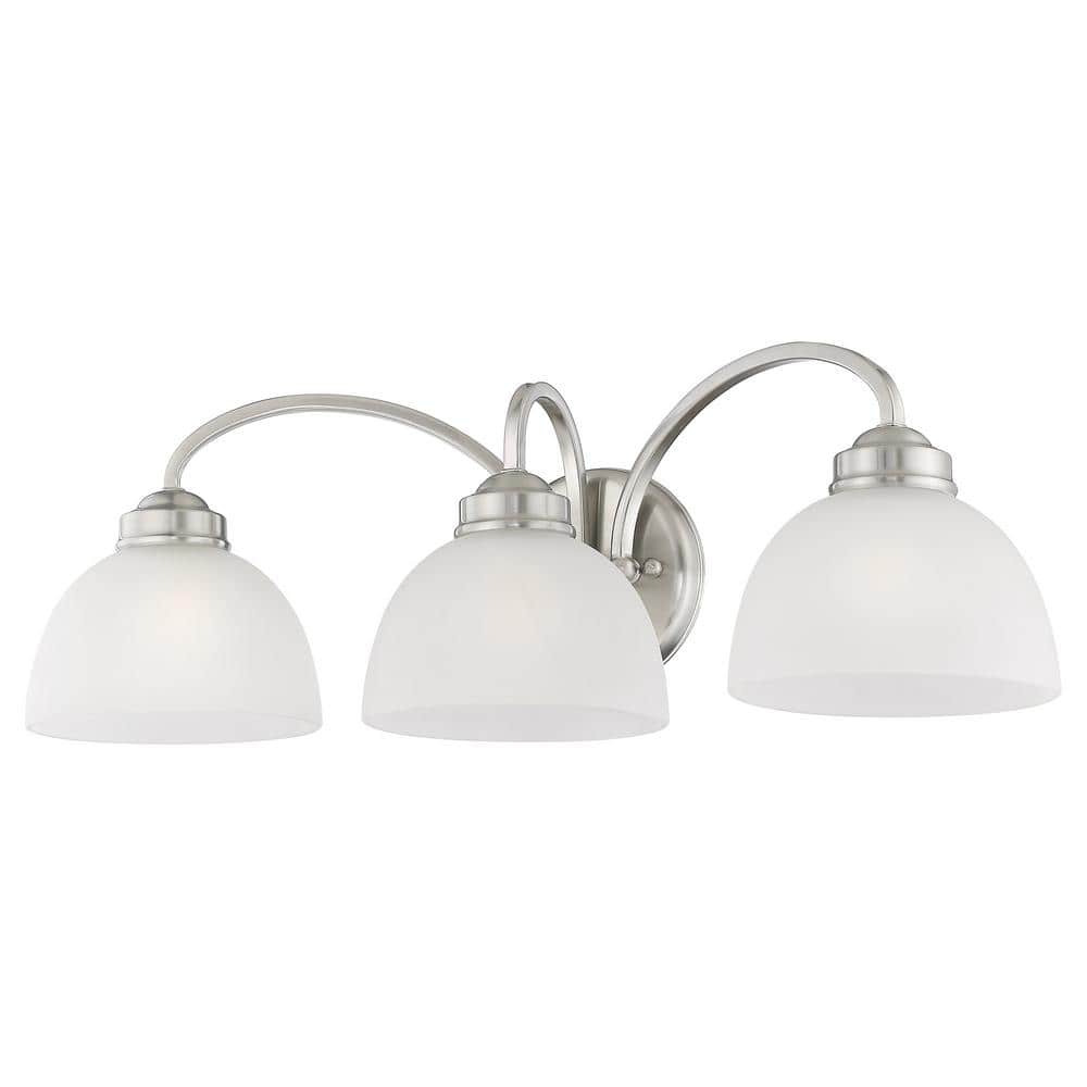 Somerset Brushed Nickel 3-Light Vanity with Satin Glass