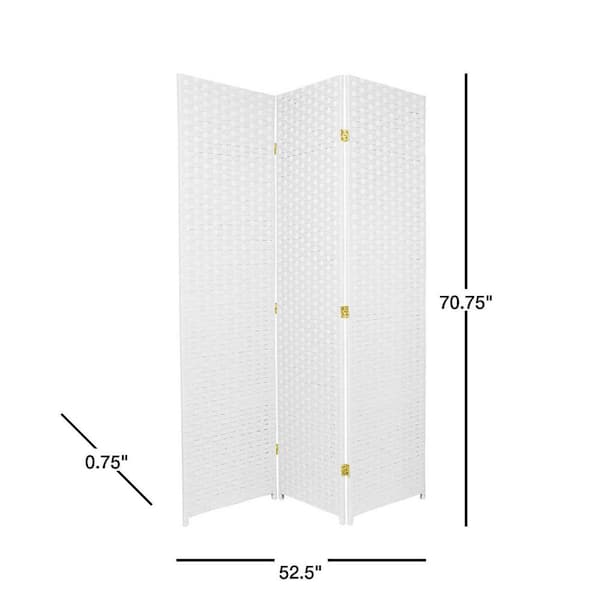 Oriental Furniture Woven 3-Panel Fiber Room Divider, White