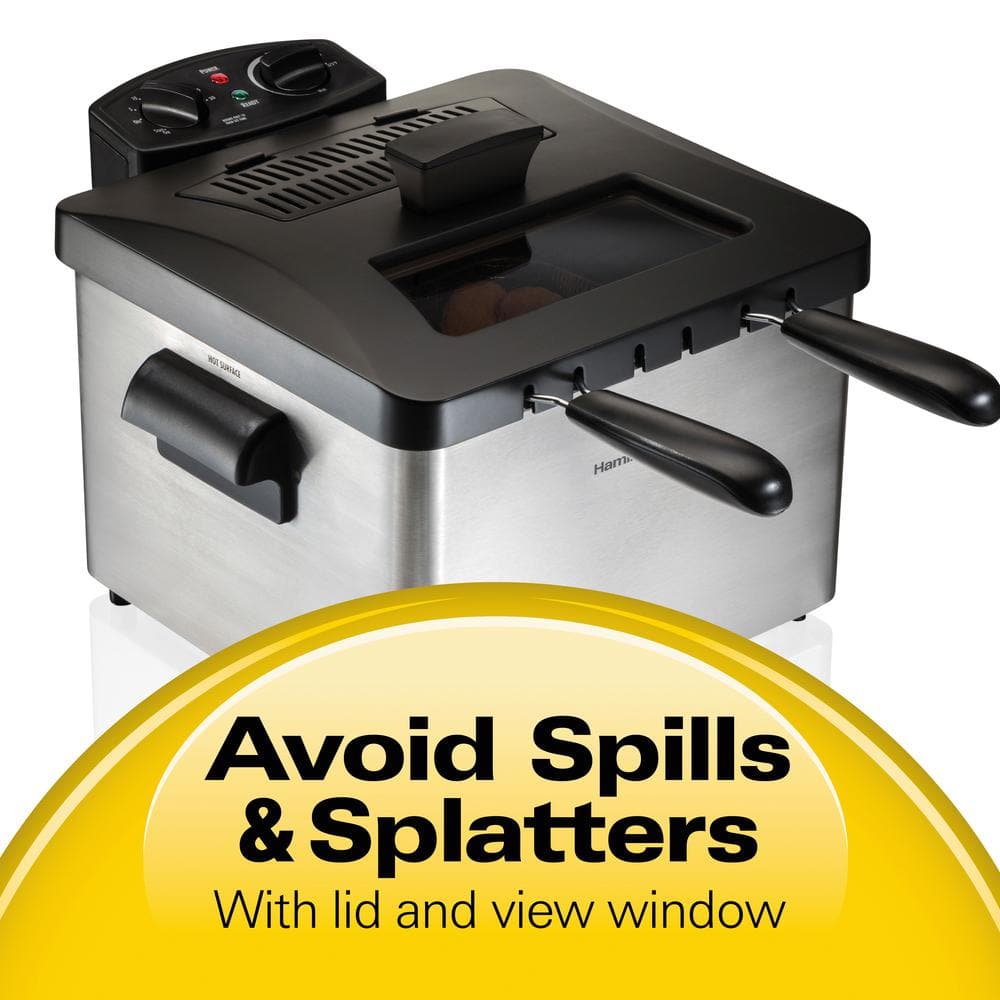 Professional-Style Stainless Steel Dual Basket 19-Cup Deep Fryer