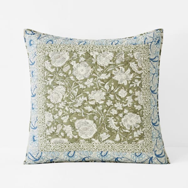 The Company Store Company Cotton Blair Patchwork Green Multi Cotton Euro Quilted Sham