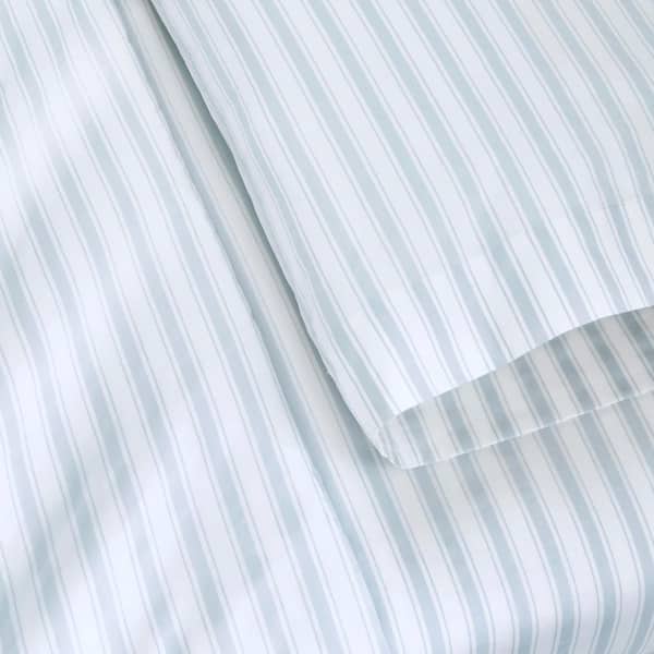 Cali Fabrics Pale Blue, Grey and White Stripe Fine Cotton Shirting