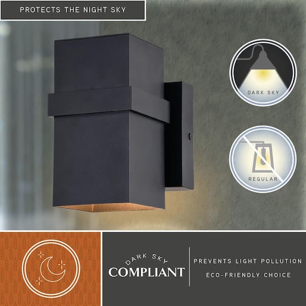 Lavage Aluminum 1-Light Black Cylinder Outdoor Contemporary Dark Sky Wall Lamp