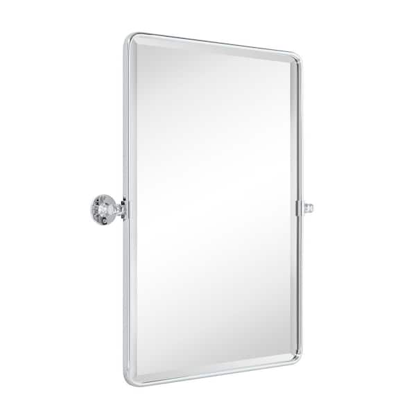 TEHOME Woodvale 23 in. W x 35 in. H Large Rectangular Metal Framed Wall Mounted Bathroom Vanity Mirror in Chrome
