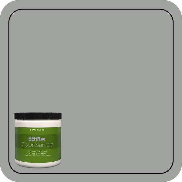 BEHR PREMIUM PLUS 8 oz. #710F-4 Sage Gray Semi-Gloss Interior/Exterior Paint & Primer Color Sample