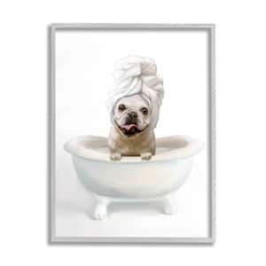 "Bathroom Relaxation House Terrier Claw Bath Design" by Ziwei Li Framed Animal Texturized Art Print 11 in. x 14 in.