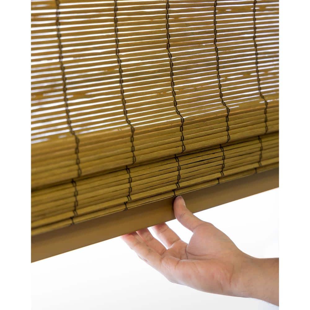 Fox Brown Cordless Bamboo Roman Outdoor Woven Shade 47" x 64"
