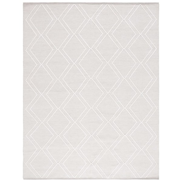 SAFAVIEH Kilim Light Grey/Ivory 8 ft. x 10 ft. High-Low Trellis Geometric Area Rug