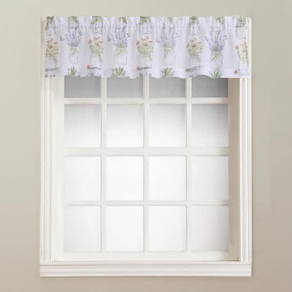 Sun Zero Evesgarden White Polyester 54 in. W x 14 in. L Rod Pocket Light Filtering Curtain Valance for Kitchens (Single Panel)