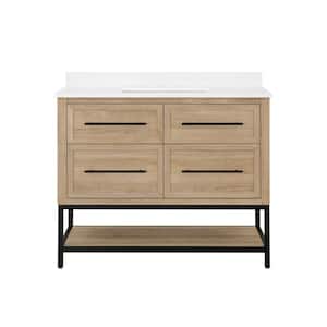 Montgomery 42 in. W x 19 in. D x 34.50 in. H Bath Vanity in Natural Oak with White Cultured Marble Top