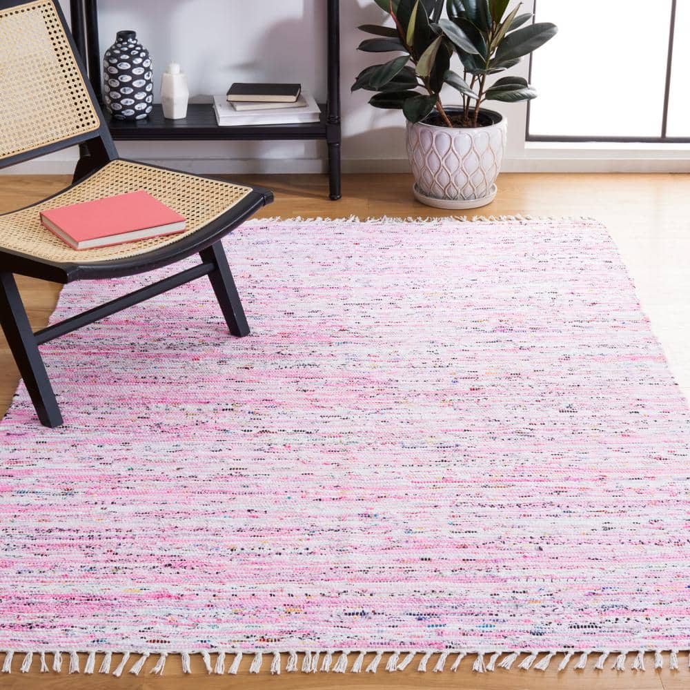 Hand-Woven Light Blue Cotton Rectangular Rug, 6' x 9'