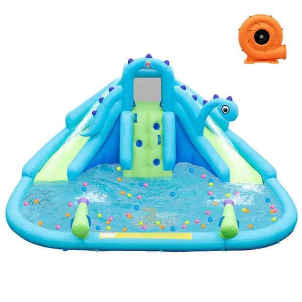 Costway Inflatable Water Slide, Blowup Water Park bounce house with Dual Slides and 584-Watt Blower