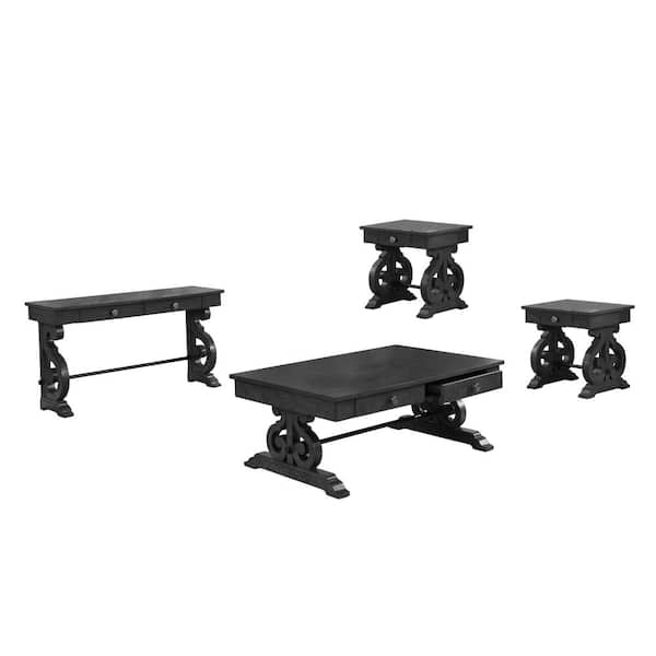 Best Quality Furniture Martha 54 in. 4-Piece Dark Gray Solid Wood