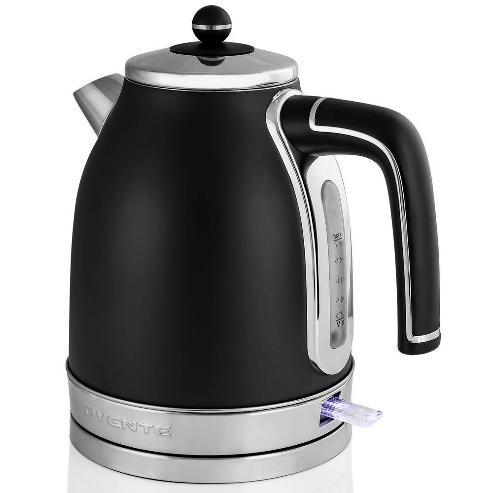 OVENTE 7-Cup Black Cordless Body Electric Kettle with 2-Slice Black Bread  Toaster KP72B + TP2210B - The Home Depot