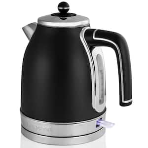 7.2-Cup Black Stainless Steel Electric Kettle with Removable Filter, Boil Dry Protection and Auto Shut Off Features