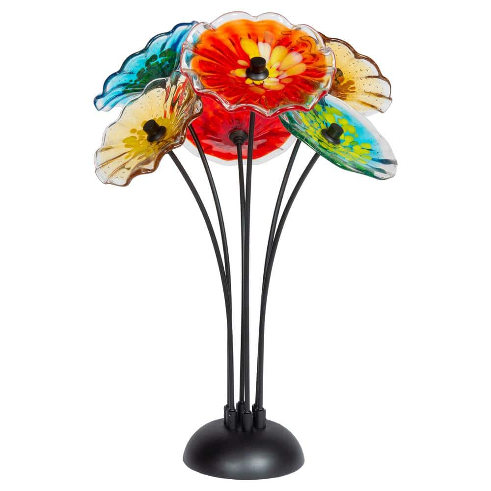 Dale Tiffany FioreBloom MultiColor HandBlown 6Plate ArtGlass Sculpture ...