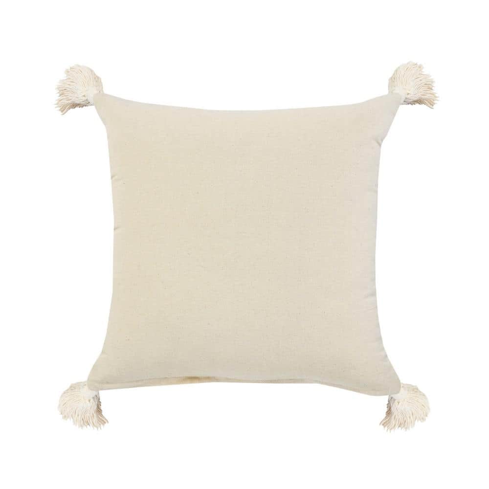Quarry Brown and White Striped Tufted Square Throw Pillow