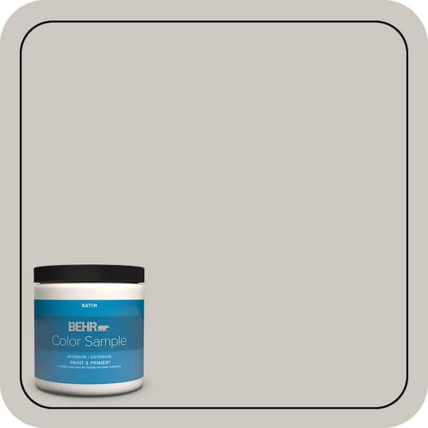 BEHR PREMIUM PLUS 8 oz. Designer Collection #DC-008 Gratifying Gray Satin Enamel Interior/Exterior Paint & Primer Color Sample