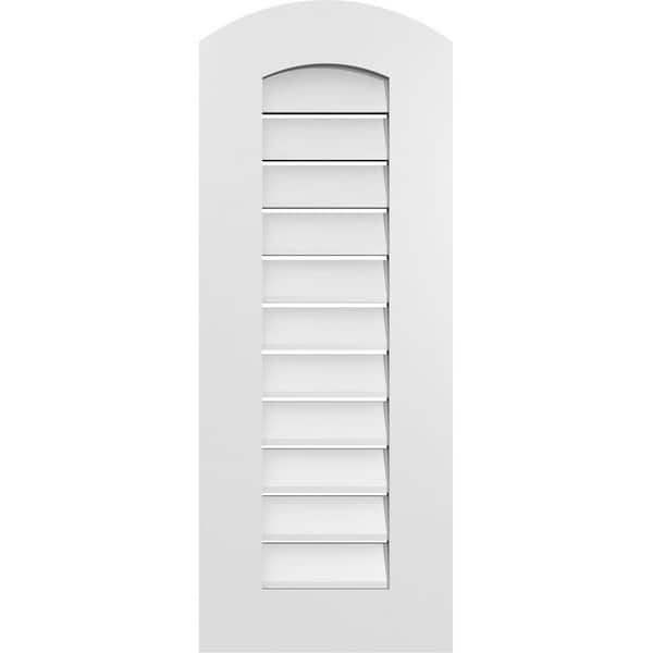 Ekena Millwork 14 in. x 34 in. Arch Top Surface Mount PVC Gable Vent: Decorative with Standard Frame