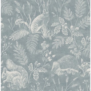 Blue Woodland Toile Wallpaper