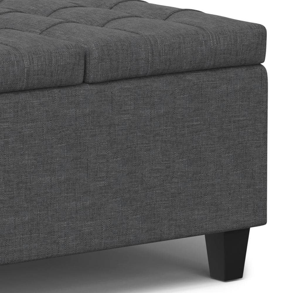 Slate Grey 30" Tufted Cocktail Storage Ottoman