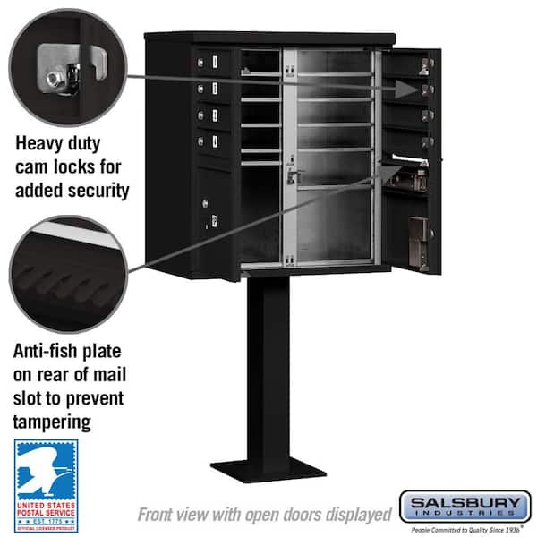Salsbury Industries Black USPS Access Cluster Box Unit with 8 A
