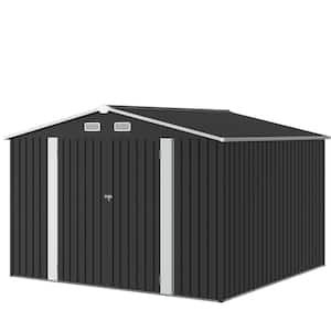 Storage Metal Shed with 4-Air Vents, Double Door, Black 10 ft. W x 10 ft. D (90 sq. ft.)