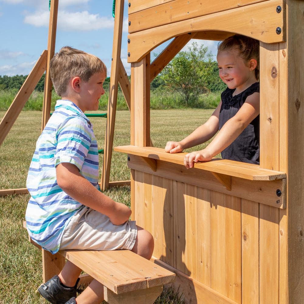 Montpelier Cedar Wood Swing Set with Slide and Monkey Bars