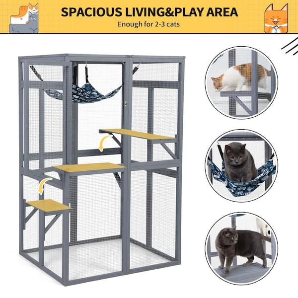 Tucker Murphy Petu2122 Wooden Cat Catio, Weatherproof Outdoor Cat