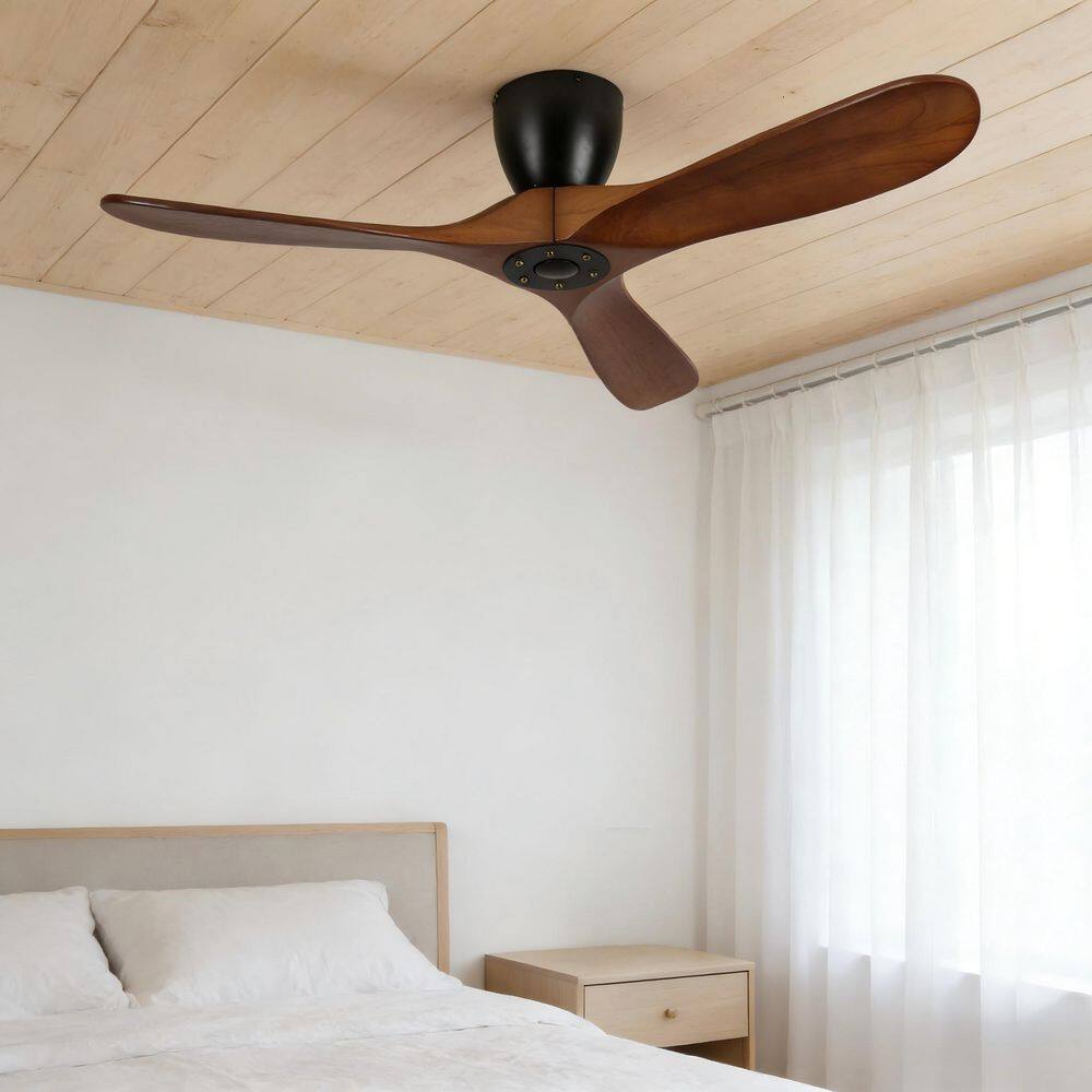 42 in. Brown Solid Wood Blades Reversible DC Motor Flush Mount Standard Ceiling Fan with Remote Control No Light price history on PriceWatchPro