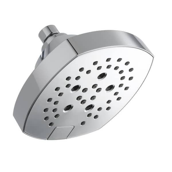 Delta Stryke 5-Spray Patterns 6 in. Wall Mount Fixed Shower Head with H2Okinetic Technology in Lumicoat Chrome