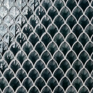 Delphi Midnight Blue 9.05 in. x 12.79 in. Polished Glass Fishscale Mosaic Wall Tile (0.8 sq. ft./Each)