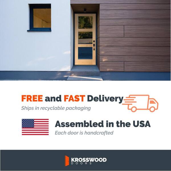 32 in. x 96 in. Modern Hemlock Right-Hand/Inswing 3-Lite Clear Glass Provincial Stain Wood Prehung Front Door