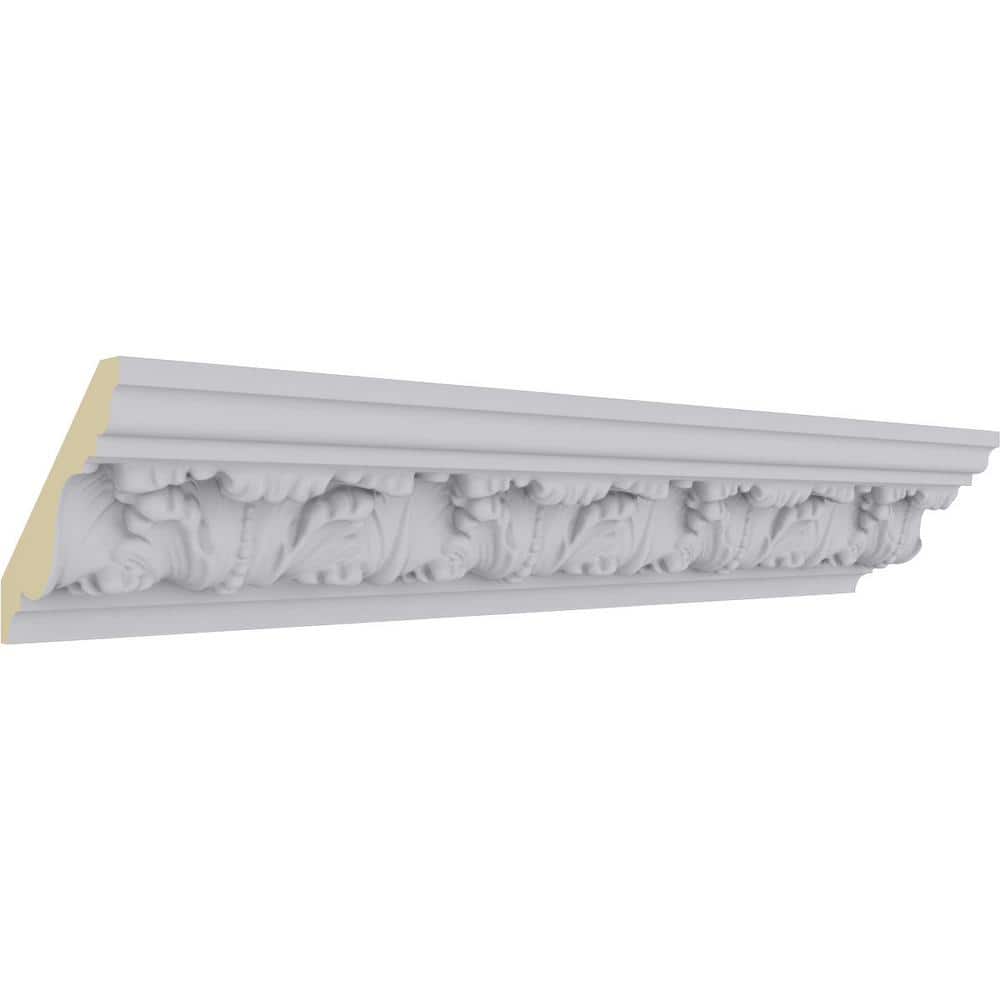 White Polyurethane Acanthus Crown Moulding 3-1/4"H x 12"L