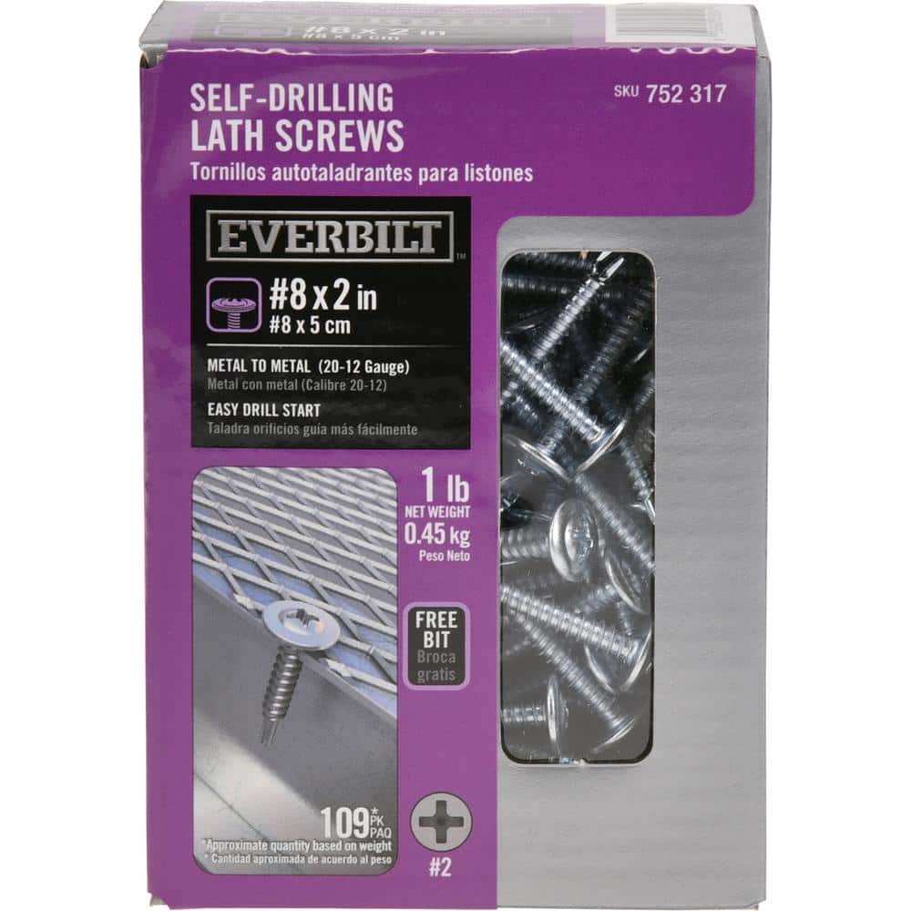 Everbilt 8 2 in. Lath SelfDrilling Screw 1 lb.Box (109Piece) 116082