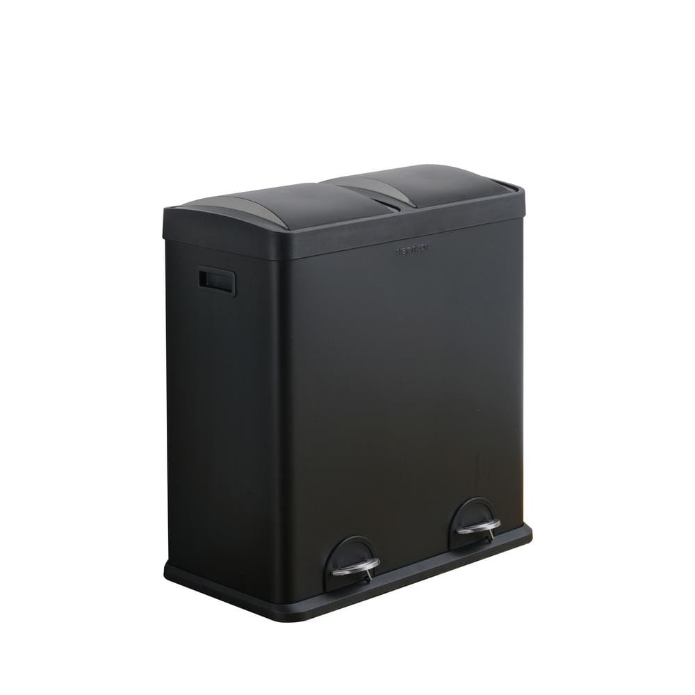 16 Gal. Black 2 Compartment Trash and Recycling Bin, 900602B - The