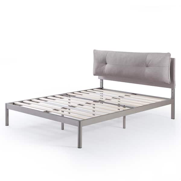 Zinus Avery Beige Full Platform Bed with Reclining Headboard