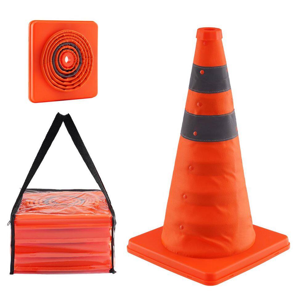 3 Pack]18 Inch Collapsible Traffic Safety Cones - Parking Cones With Reflective Collars,Orange Safety Cones For Parking Lot,Driveway, Driving Training Etc