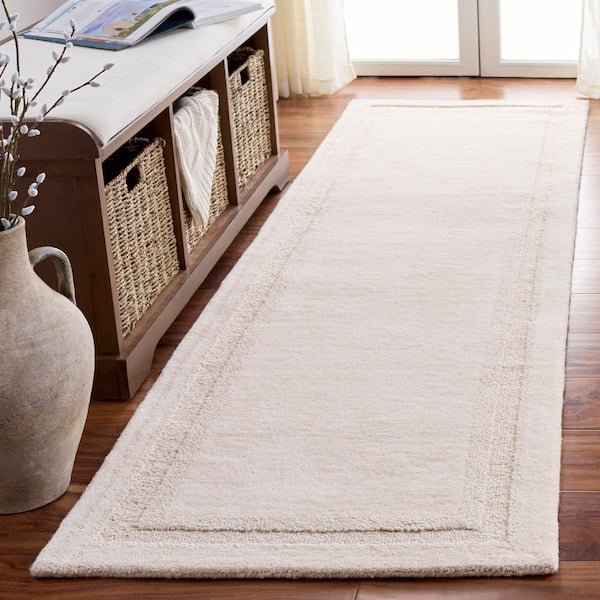 Metro 2 ft. x 8 ft. Ivory Border Solid Runner Rug
