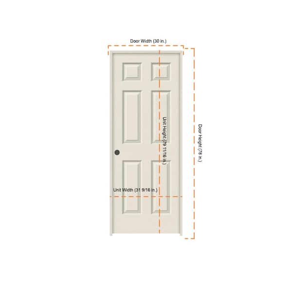 JELD-WEN 30 in. x 78 in. 6 Panel Colonist Primed Right-Hand