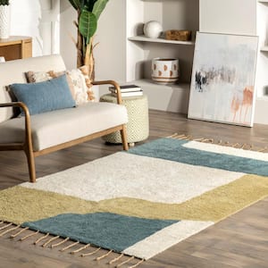 Kyra Ivory 5 ft. x 8 ft. Abstract Cotton Area Rug