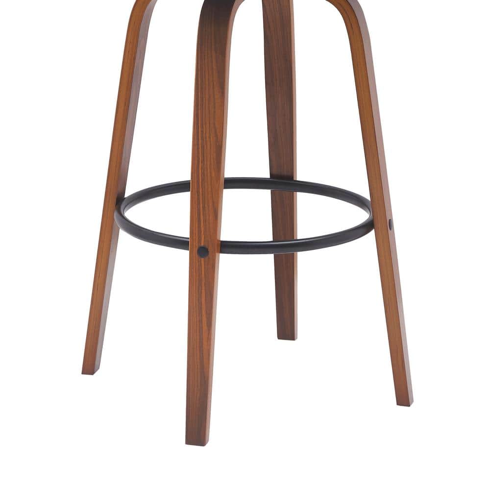 Diana 30" Cream Faux Leather Swivel Bar Stool with Walnut Wood