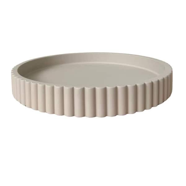 Unbranded Sleek Round Gray Concrete Decorative Tray for Coffee Table Styling