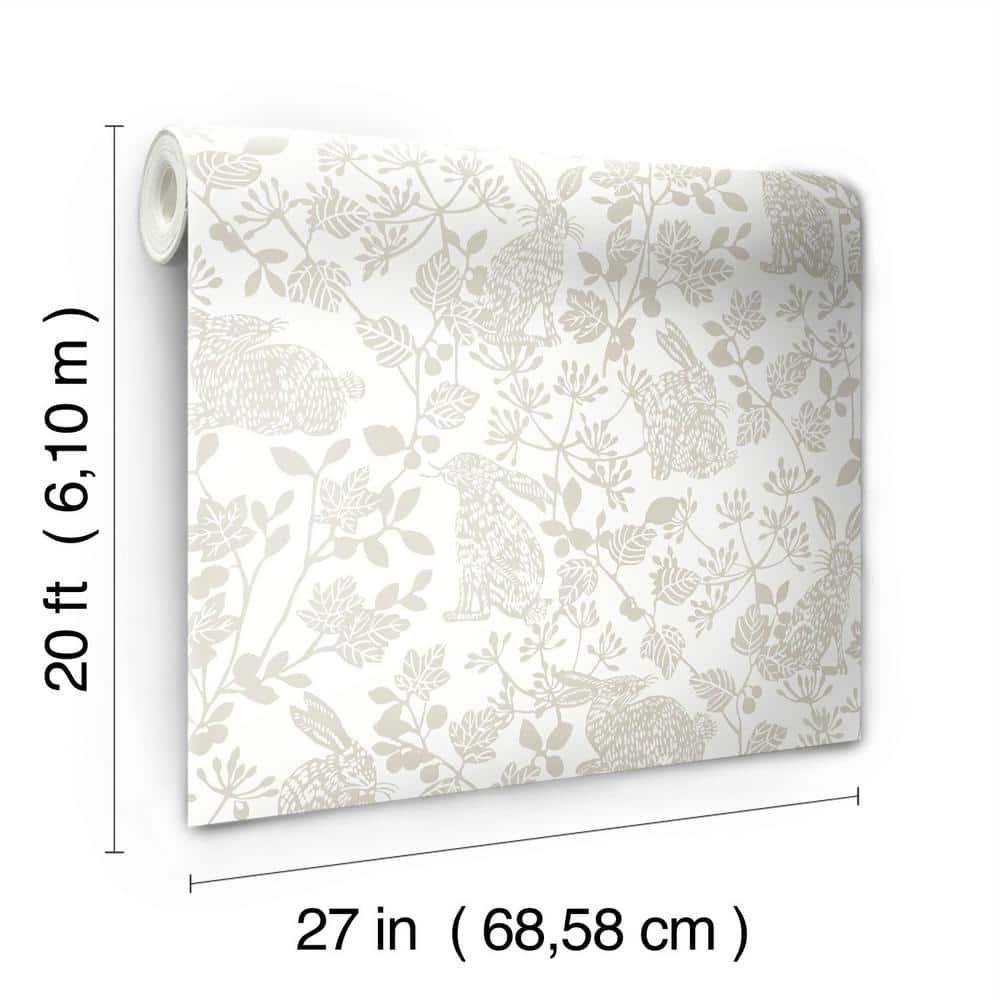 Warm Taupe Leaf Concerto Peel and Stick Wallpaper