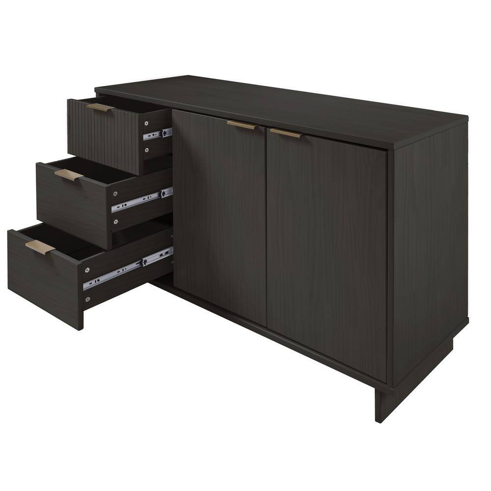Granville Dark Gray Modern 3-Drawer Buffet Sideboard